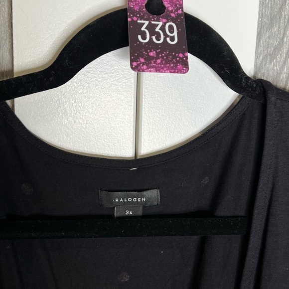 339. NWT Halogen Black Polka Dot Knit Wrap Top 3x - Picture 7 of 8